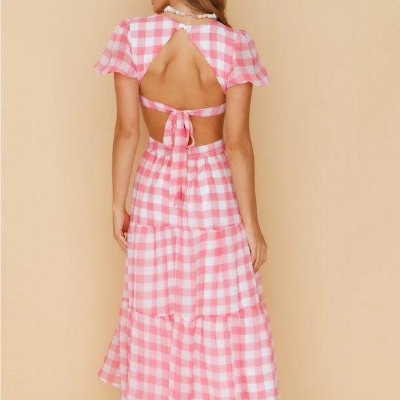 Hello Molly Pink Gingham Barbie Fantasy Maxi Dress NWT - Picture 4 of 4